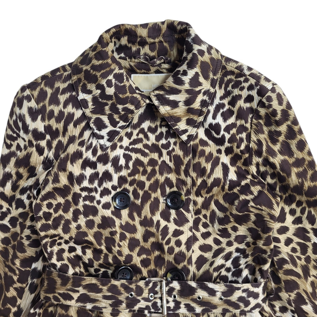 Michael Kors Vintage Y2k Brown Animal Print Coat Women's UK XS