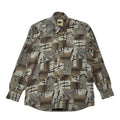 90s Vintage A La Mode Grey Abstract Cotton Shirt Men's Size Medium
