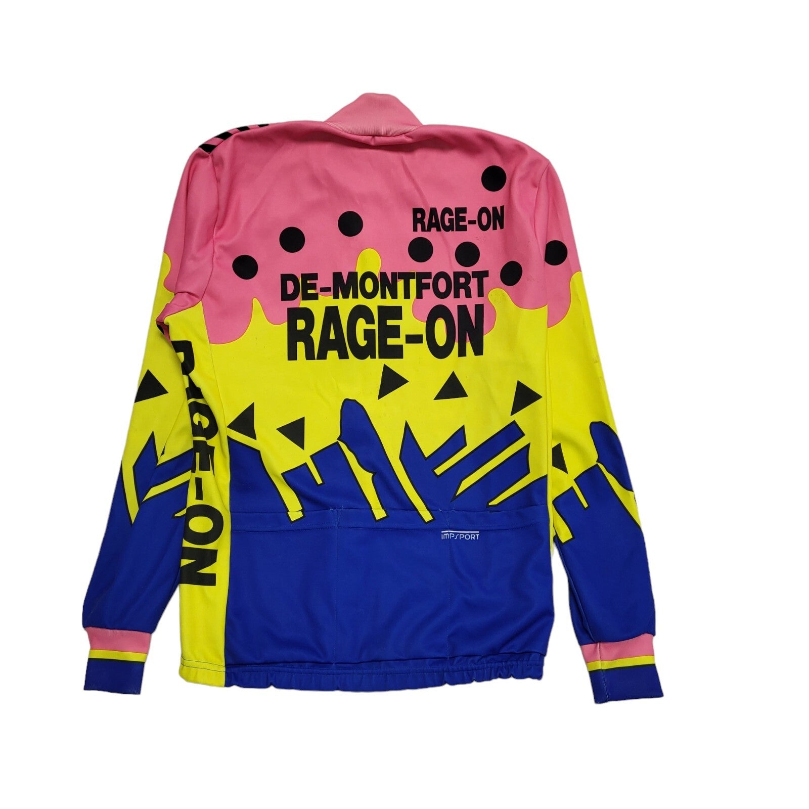 Rage-On 90s Vintage Blue Pink Polyester Cycling Jersey Men's Size Medium