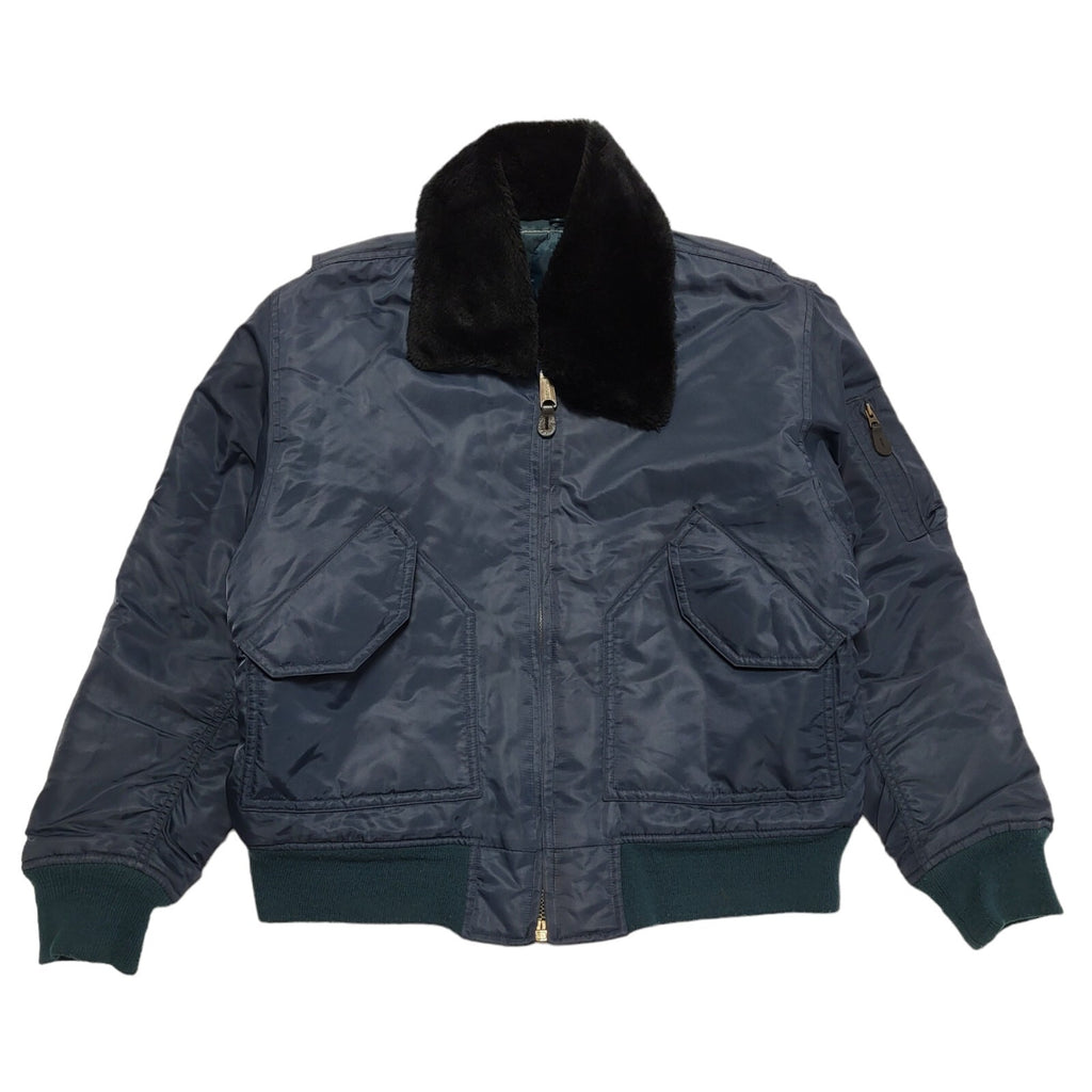 80s Vintage Navy Blue Zipped Jacket Uk Men's Size XL
