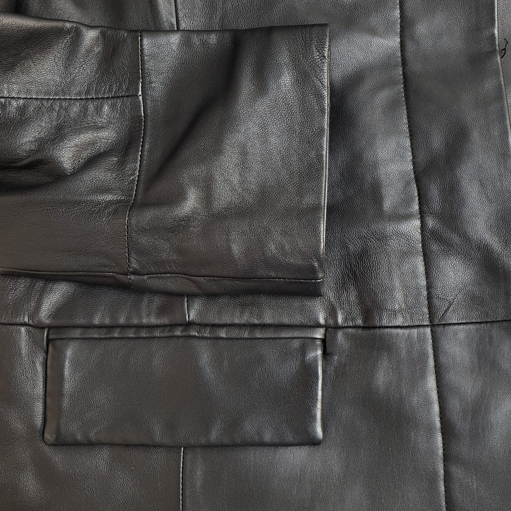 Amaranto Coat Leather Y2k Black Button Uk Women's Size L 12