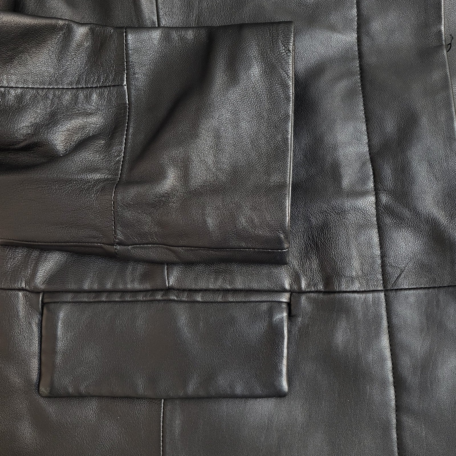Amaranto Coat Leather Y2k Black Button Uk Women's Size L 12