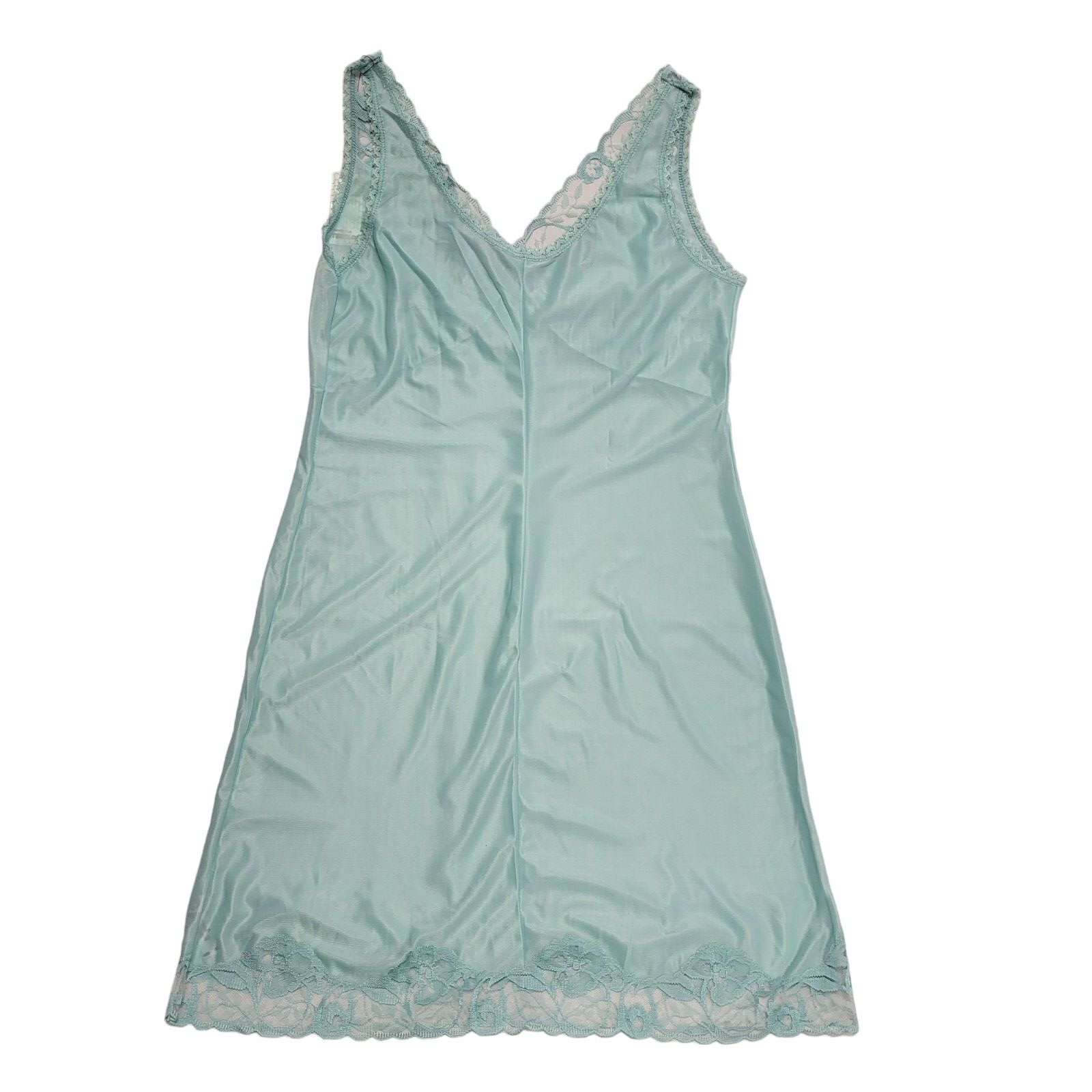 Textil 70s Vintage Light Blue Nightie Slip Dress Women's Size Large