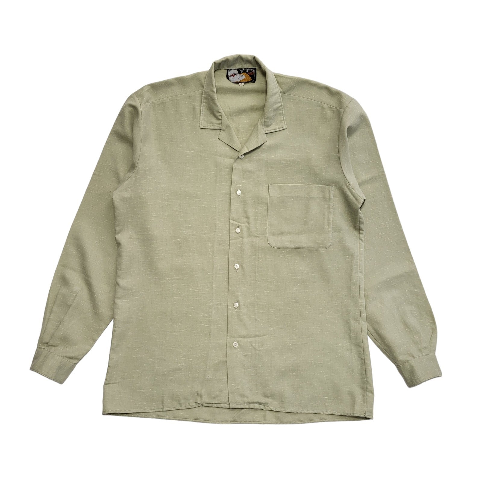 Griffins Vintage 70's Beige Long Sleeve Button Up Shirt Mens Size Medium