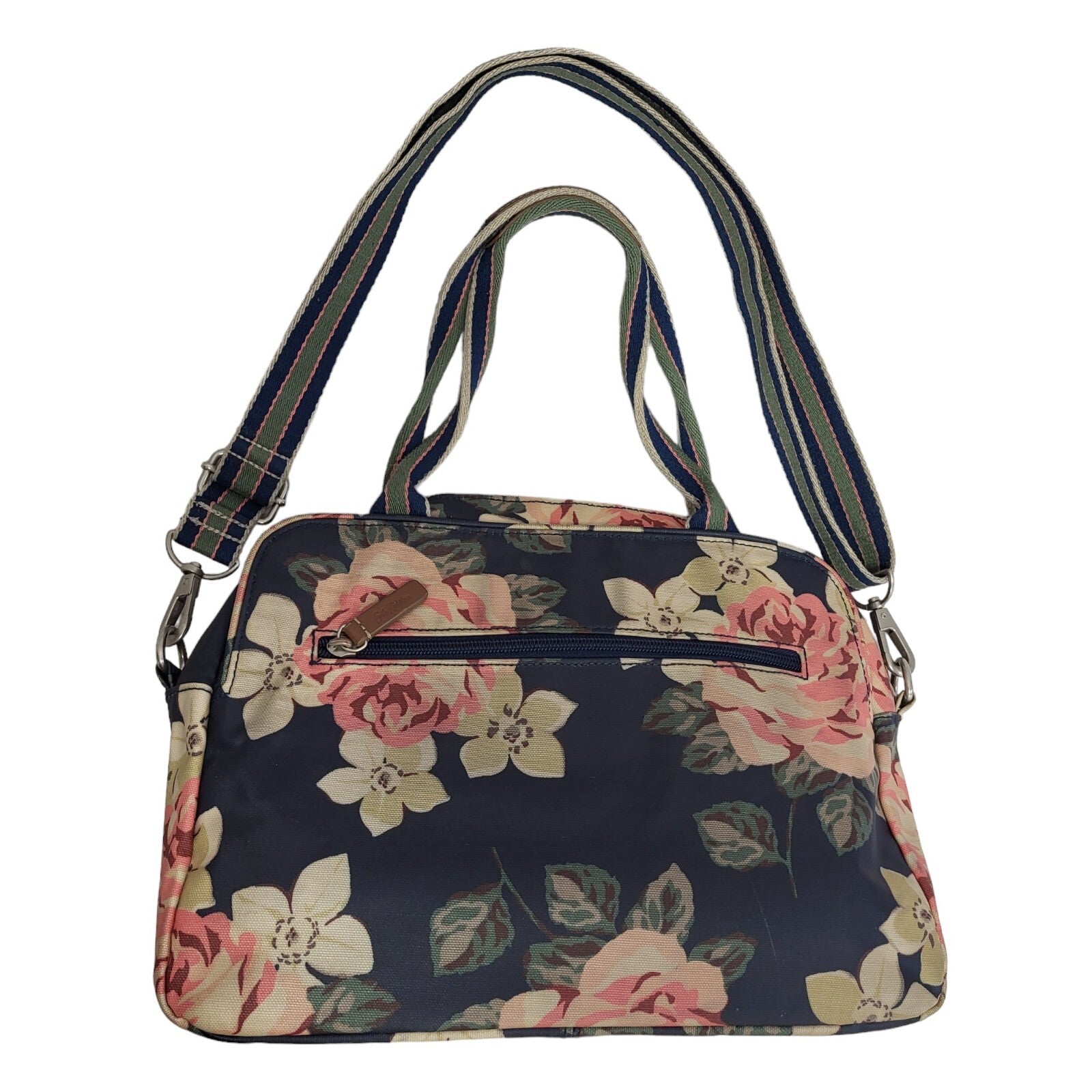 Cath Kidston Blue Pink Zip Floral Shoulder Bag & Purse Uk Women's Size 9" x 13"