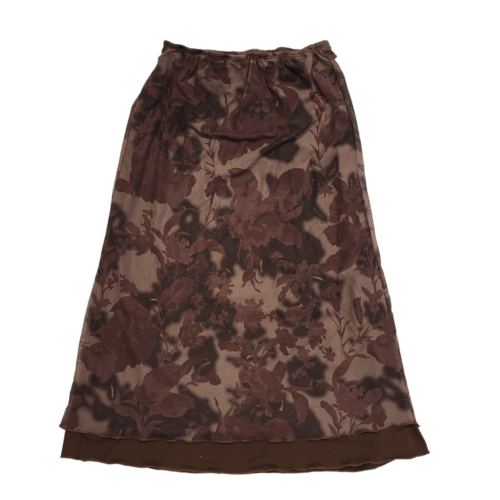 Vintage Brown Floral Midi Skirt Womens UK Size Large