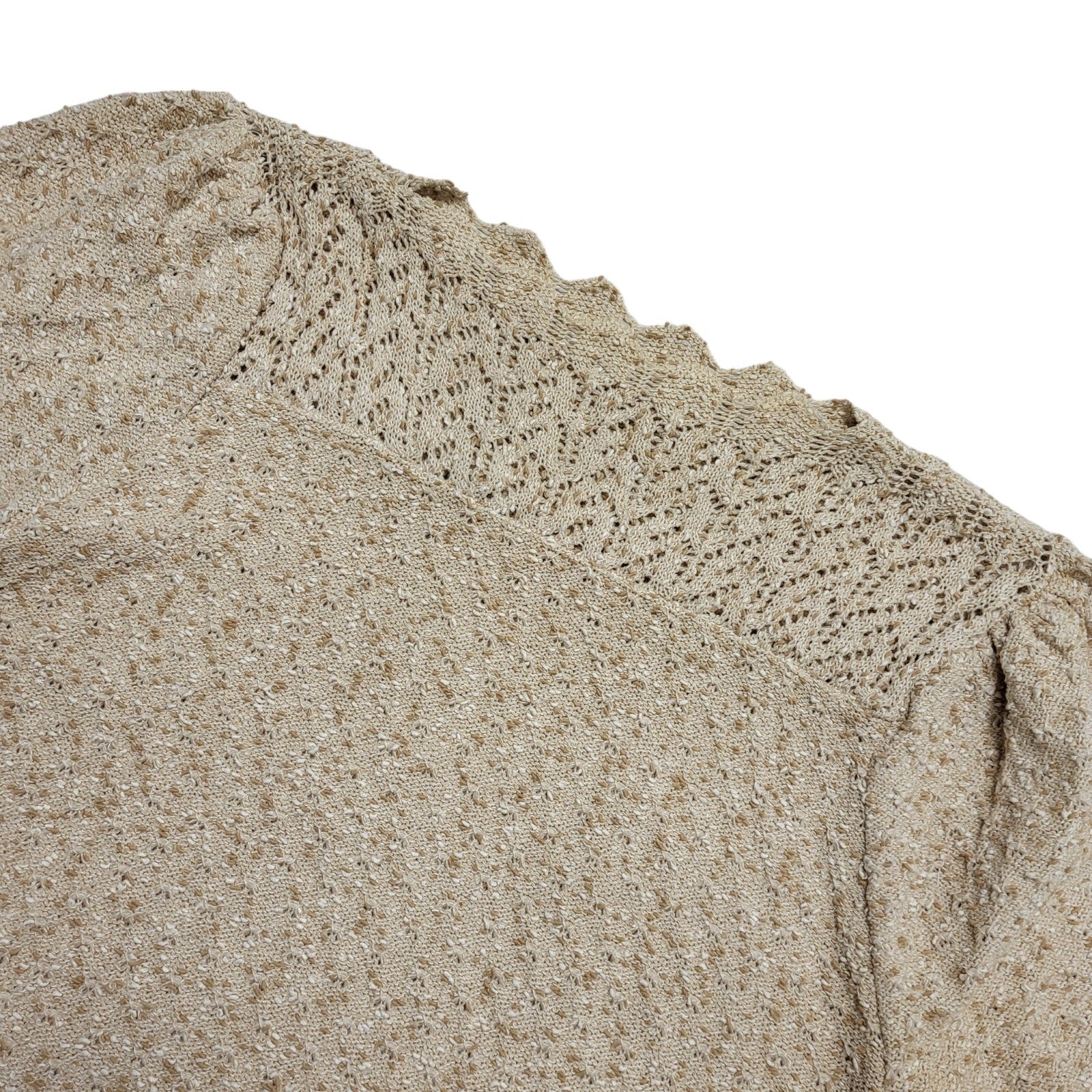 Vintage 80s Beige Short Sleeve Knitted Top Uk Women's Size Small
