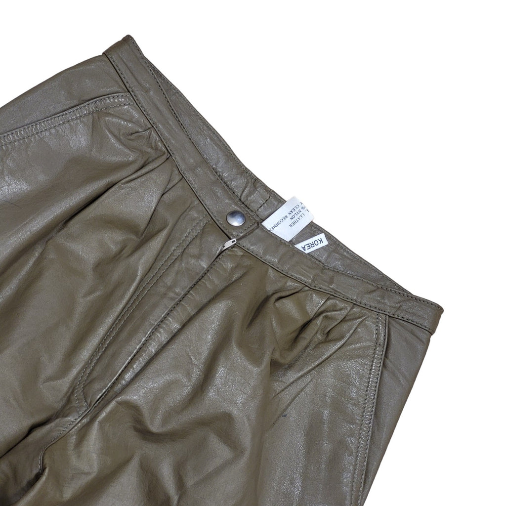 Vintage 80's Brown Leather Tapered Trousers Womens UK Size 14 W28 L31
