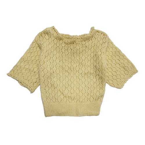 90s Vintage Yellow Knit Short Sleeve Jumper Women's Size Small