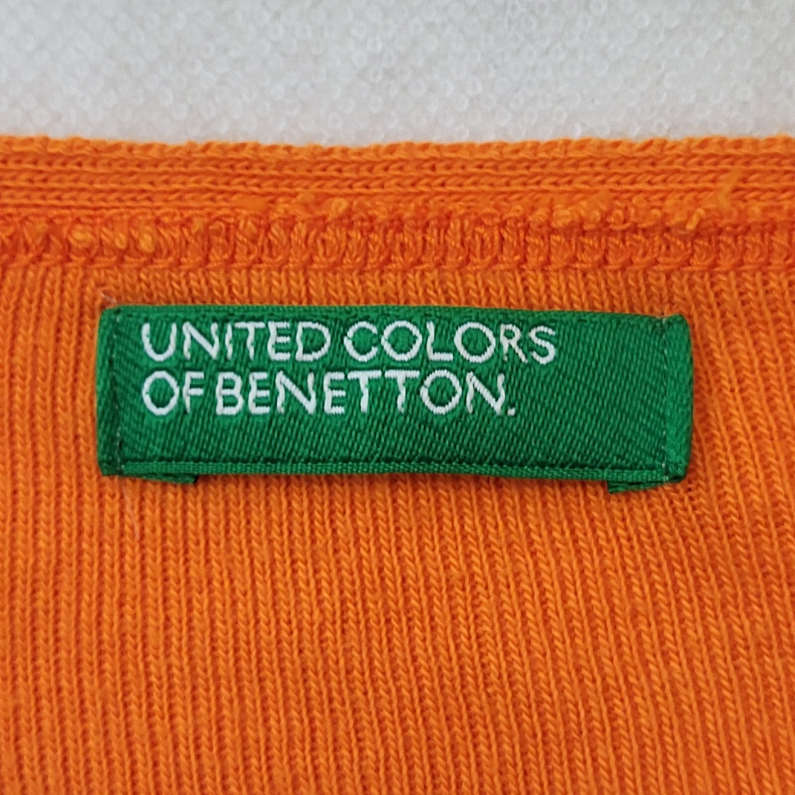 United Colors Of Benetton Y2K Vintage V-Neck Orange Jumper Womens UK 12