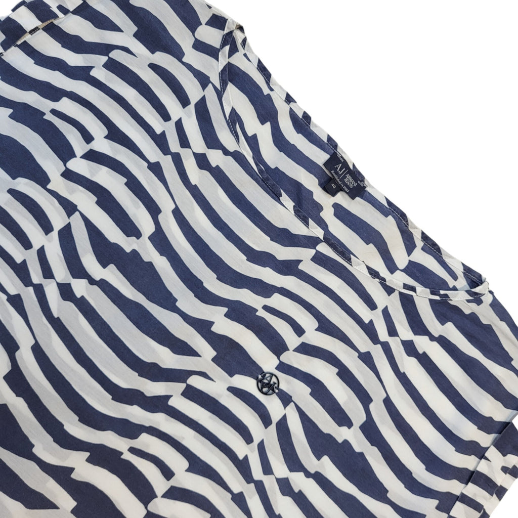 Armani Jeans Vintage 90's Blue & White Striped Top Women's UK 12