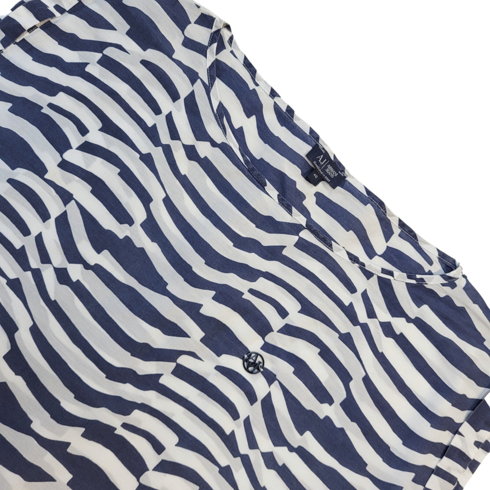 Armani Jeans Vintage 90's Blue & White Striped Top Women's UK 12