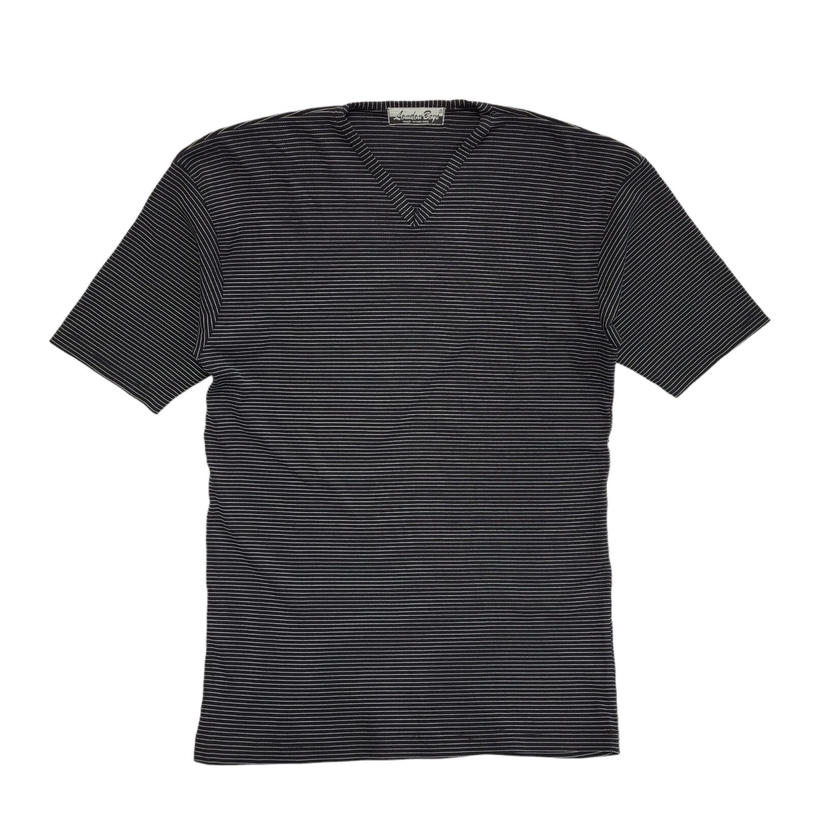 London Boys Vintage 90s Black & White Striped Short Sleeve T-Shirt Mens Size M