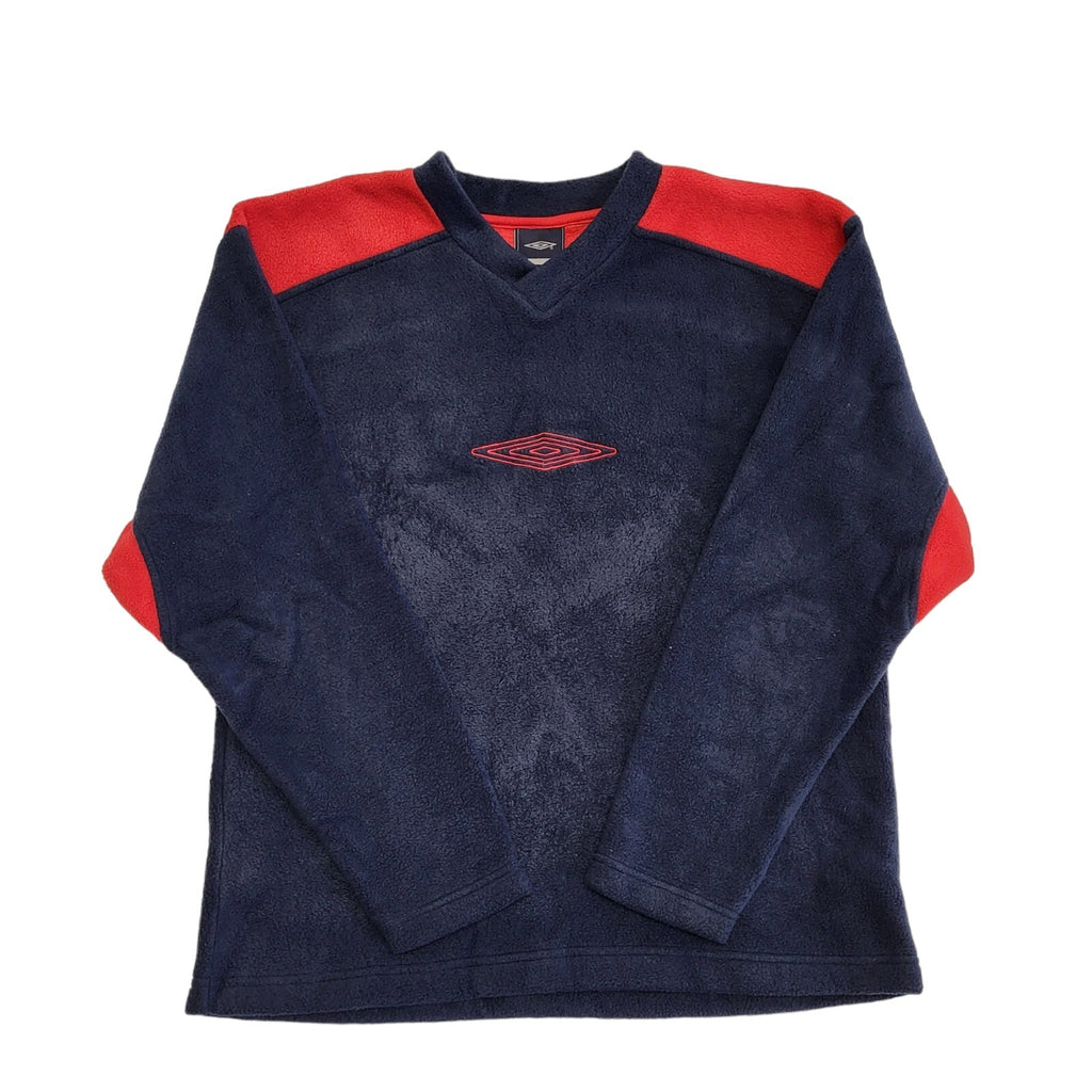 Umbro Y2K Vintage V-Neck Blue & Red Kids Fleece Size XL.