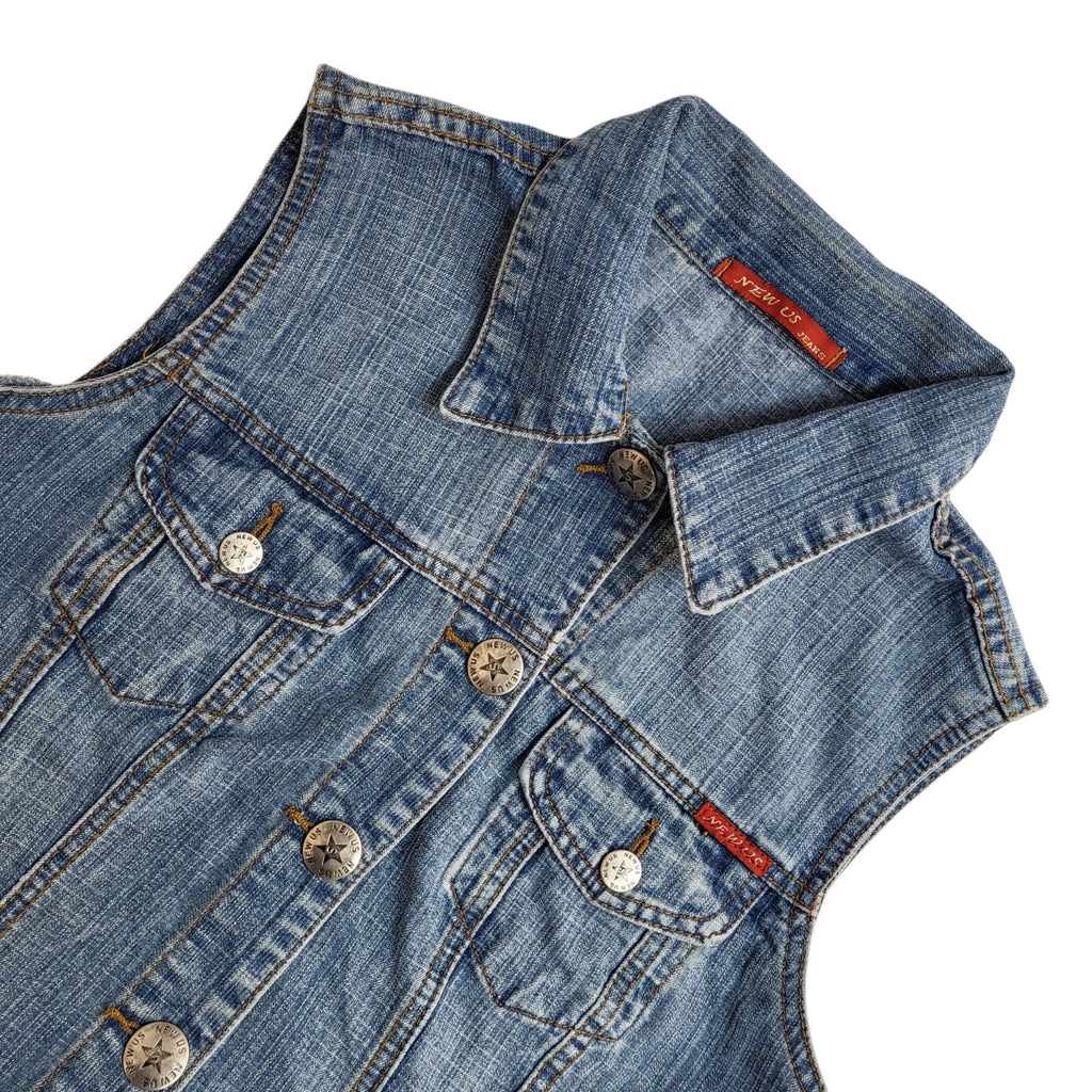 New Us Vintage 90s Blue Button Denim Gilet UK Women's Size 10