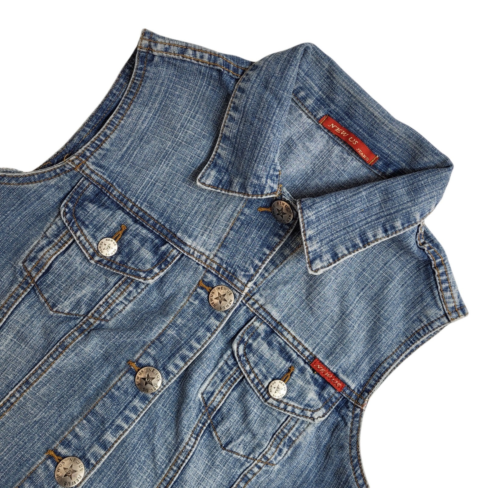 New Us Vintage 90s Blue Button Denim Gilet UK Women's Size 10