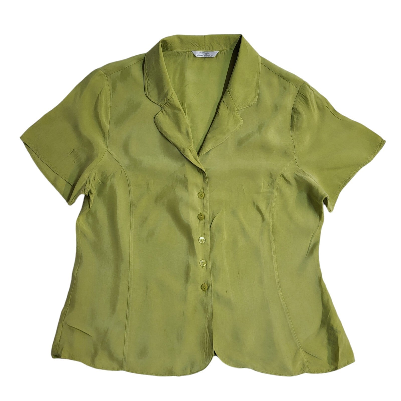 Marks and Spencer Green 90's Short Sleeve Shirt Women's UK Size 16