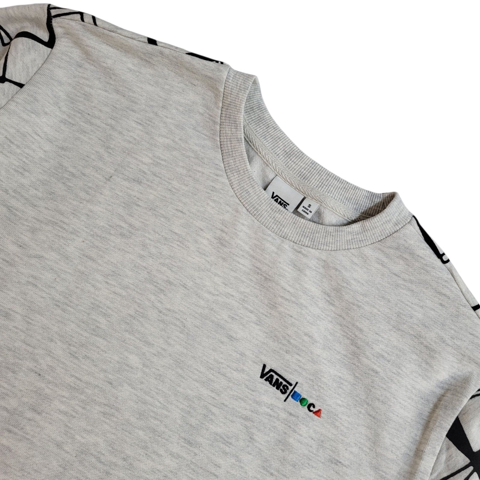 Vans Jumper  Vintage Y2k Grey Black Crew Neck UK Men's Size S Bnwt