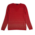 Tommy Hilfiger Y2K Red & Gold Striped V-Neck Jumper UK Women's Size M