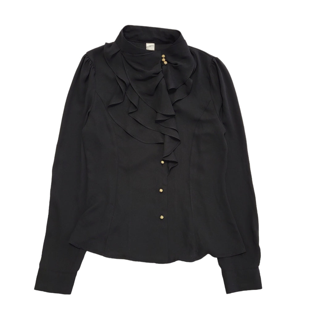 Rookie Vintage 90s Black Long Sleeve Blouse Uk Women's Size M