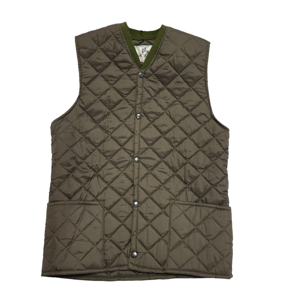 Black Knight Vintage 90s Green Snap Quilted Gilet Uk Men's Size Medium