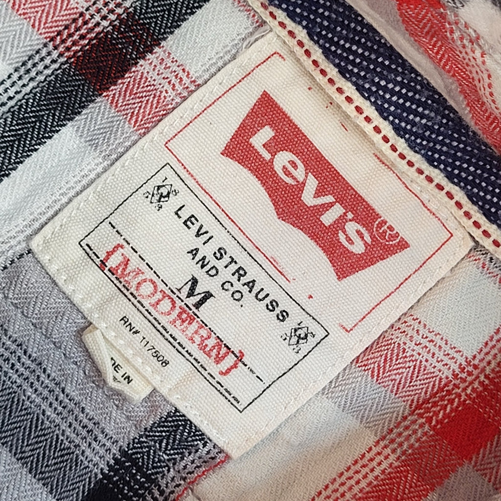 Levi's Grey,Red & Black Western Checked 90s Long Sleeve Shirt Men's Size M