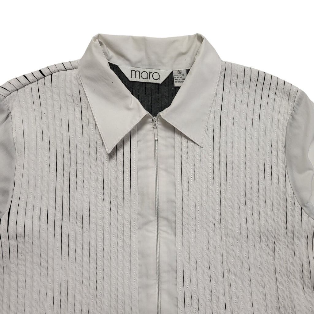 Mara Y2k White Zipped 3/4 Sleeve Shirt Uk Women's Size XL