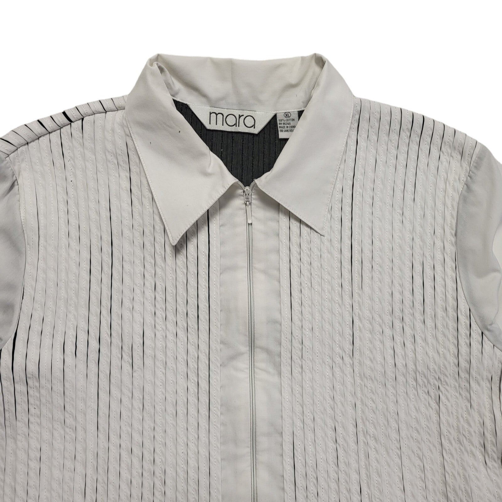 Mara Y2k White Zipped 3/4 Sleeve Shirt Uk Women's Size XL