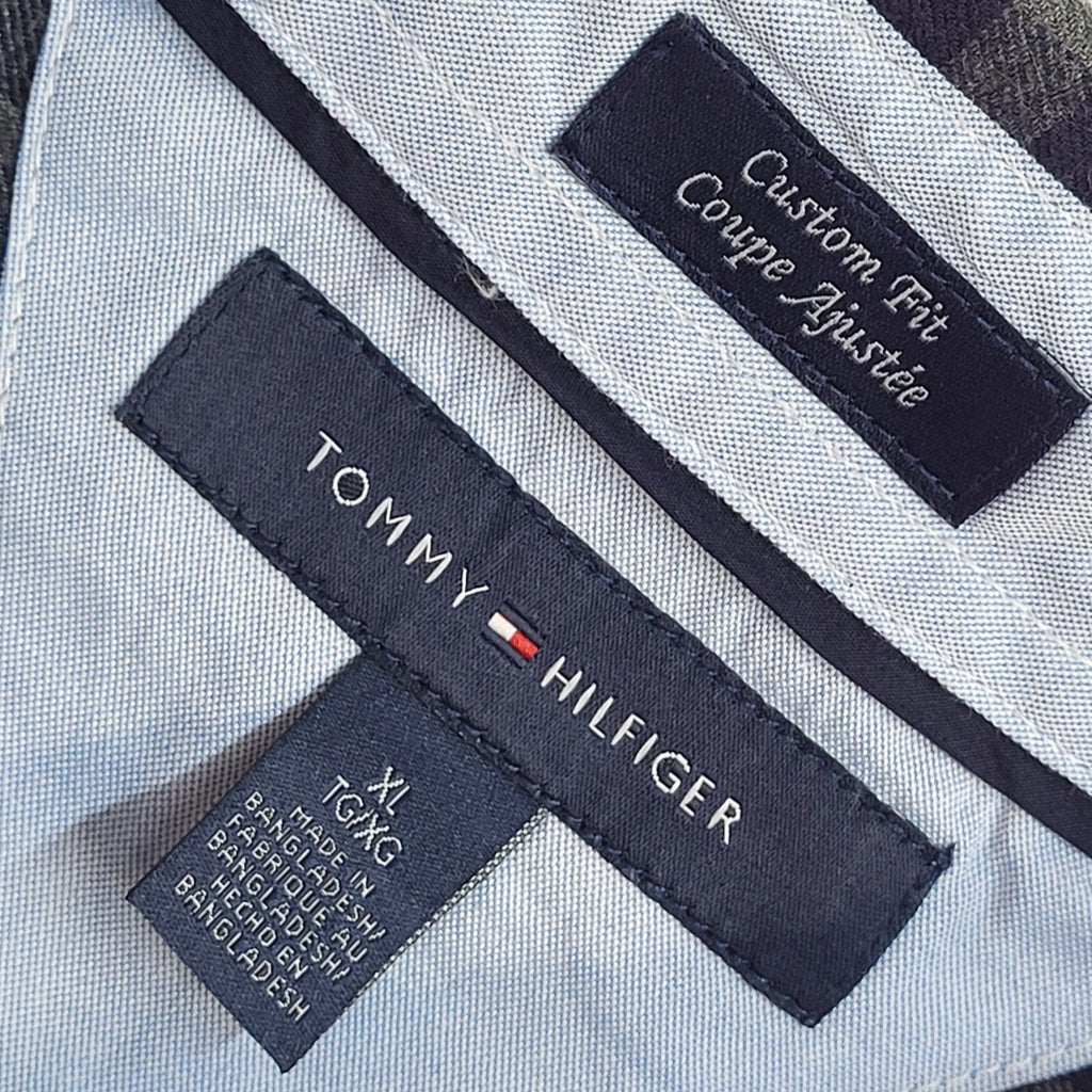 Tommy Hilfiger Blue & Grey Checked Modern Long Sleeve Shirt UK Men's Size XL
