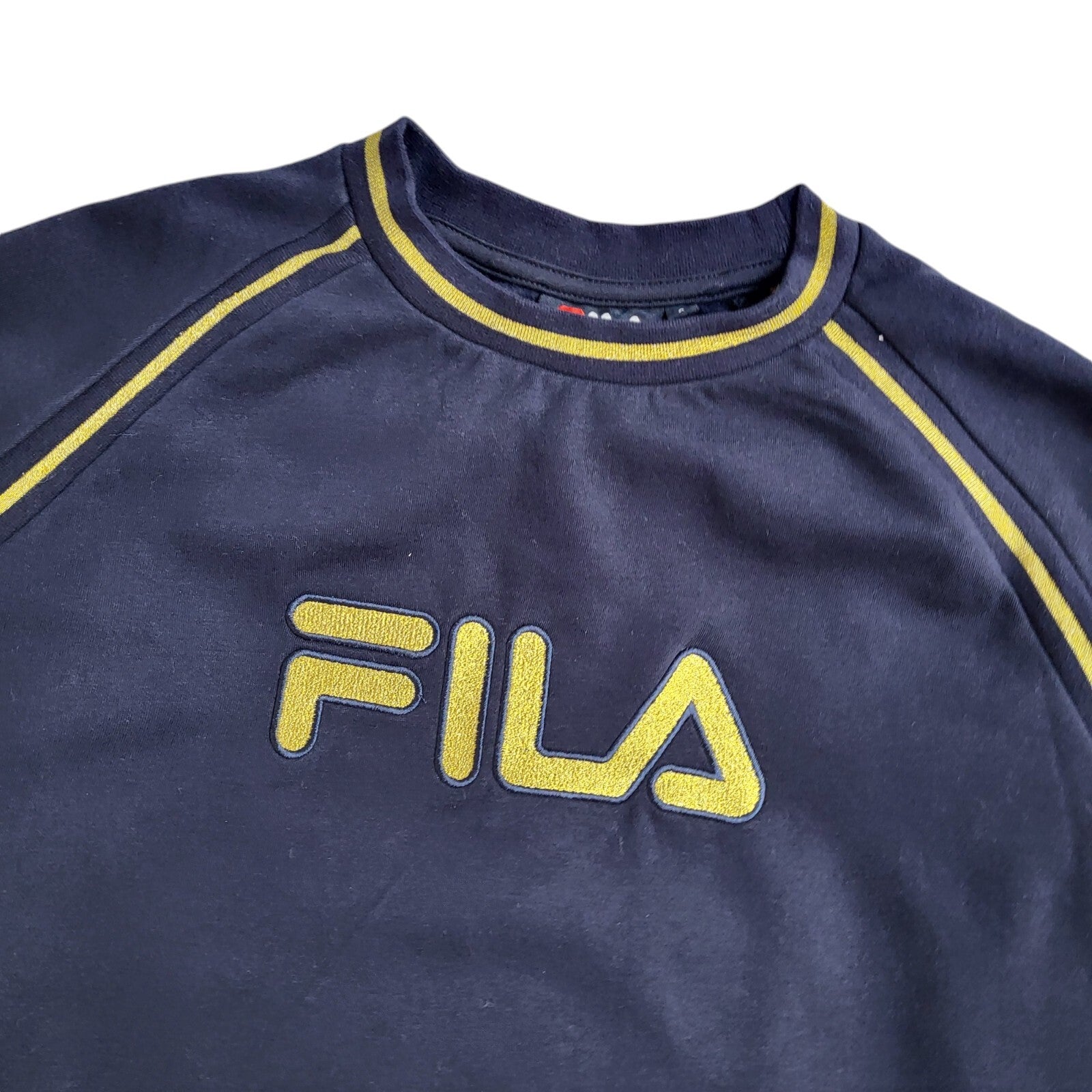 Fila Blue & Gold Vintage 90's Sports Sweatshirt UK Women's Size S