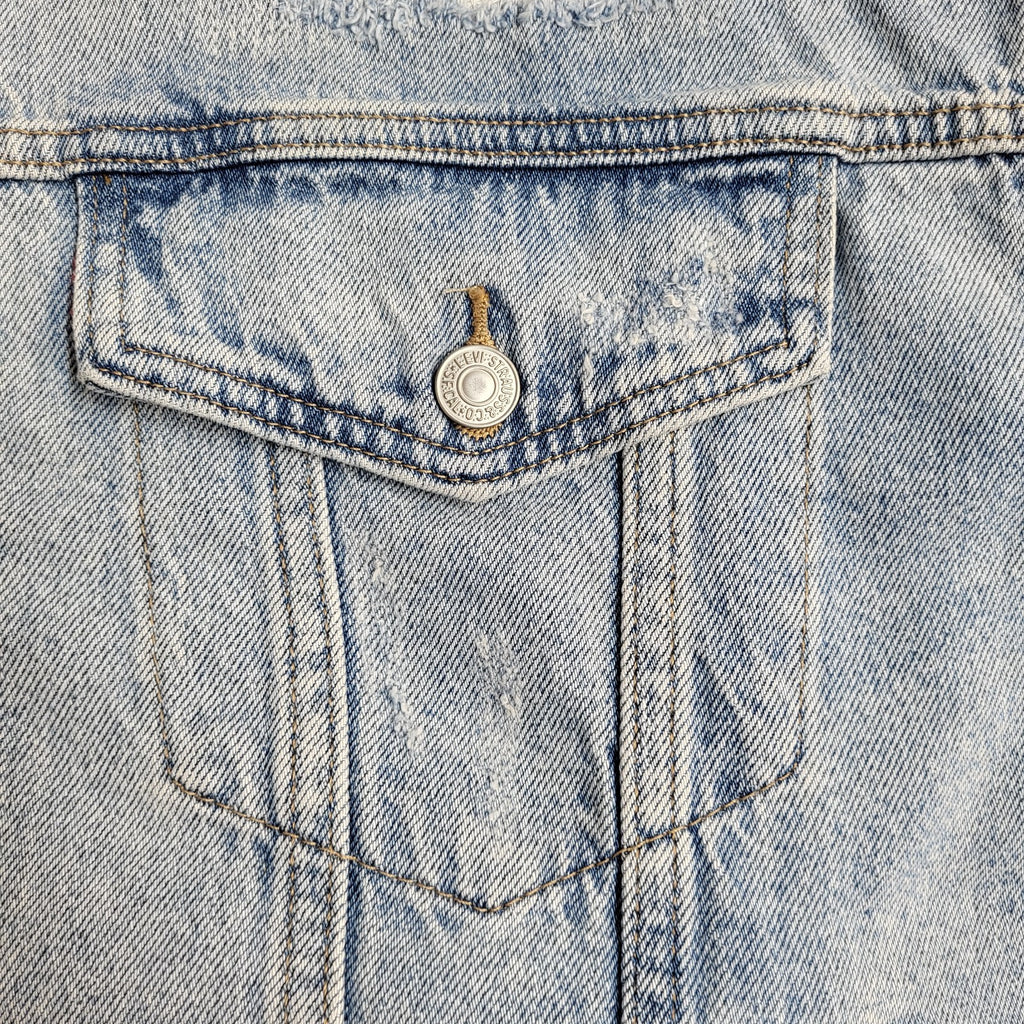 Levi's Denim Jacket Y2k Light Blue Cropped Over-sized UK Women's Size XL