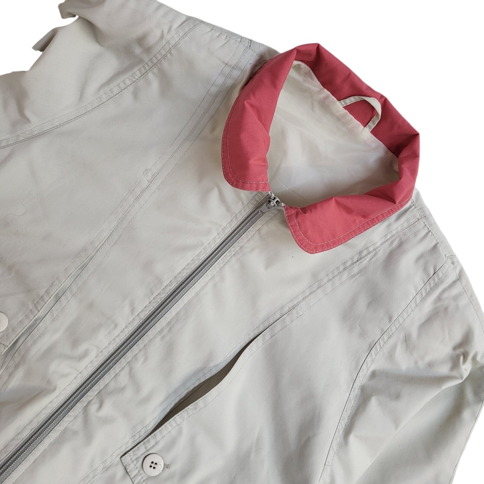 C&A Vintage 90's Cream & Pink Full Zip Jacket UK Women's Size 12