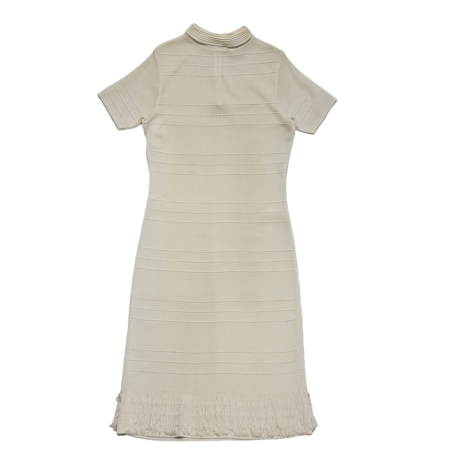 Ben-Mac Vintage 80s Cream 1/4 Zip Tassled T- Shirt Dress  Womens UK Size 14