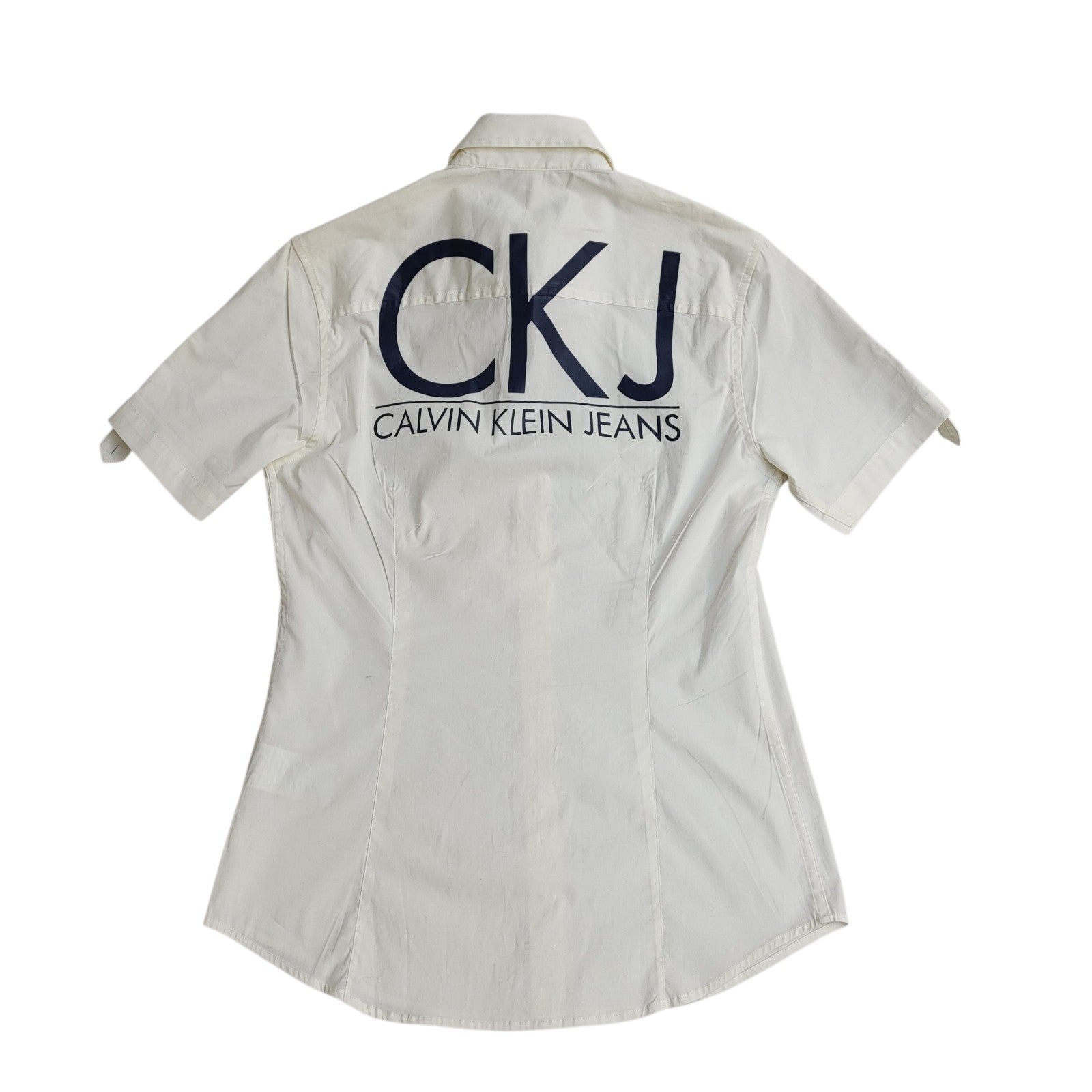 Calvin Klein Shirt White Y2K Short Sleeve Tailored Women's M 10 Bnwt