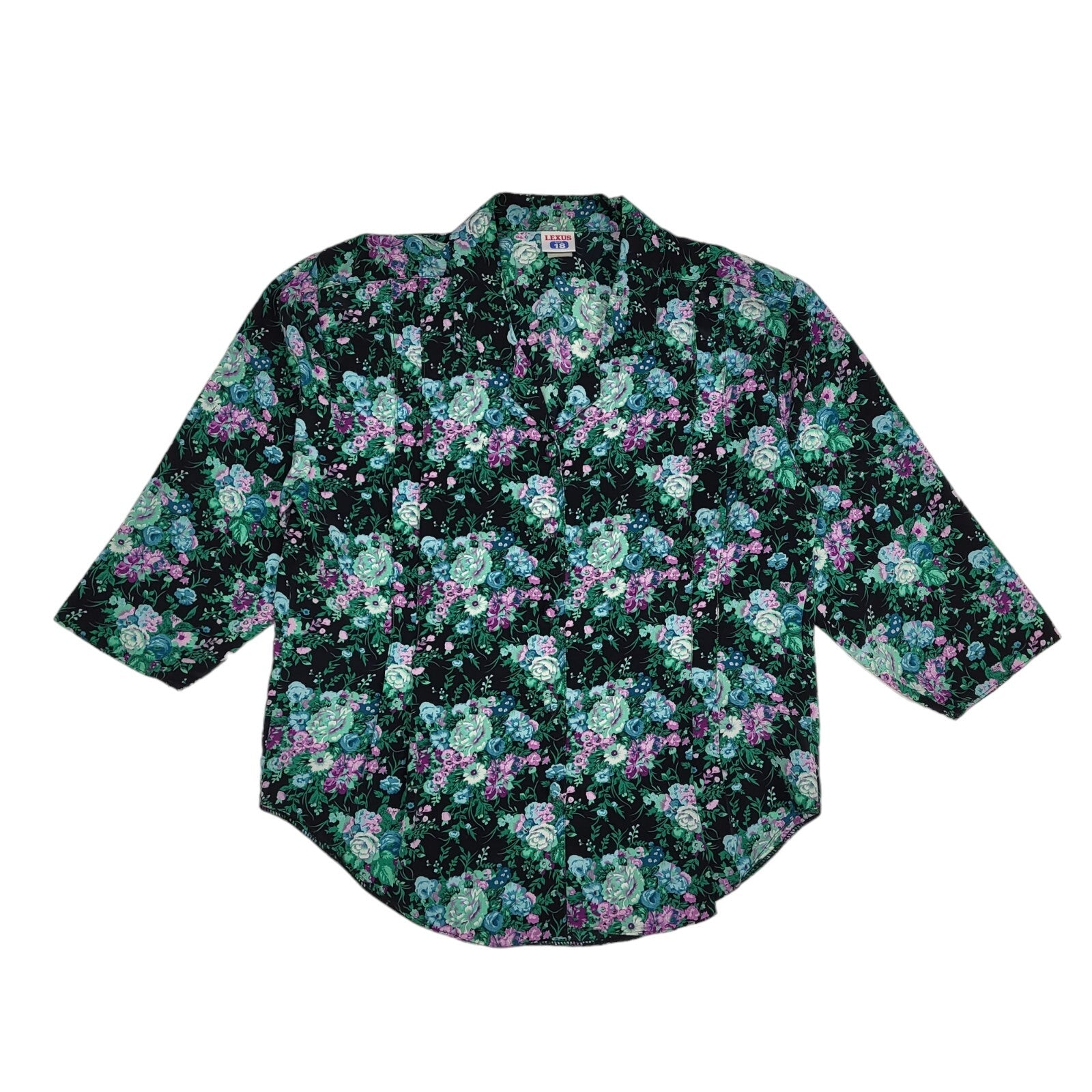 Lexus 80s Vintage Green Floral 2 Piece Maxi Skirt & Blouse Women's Size 18
