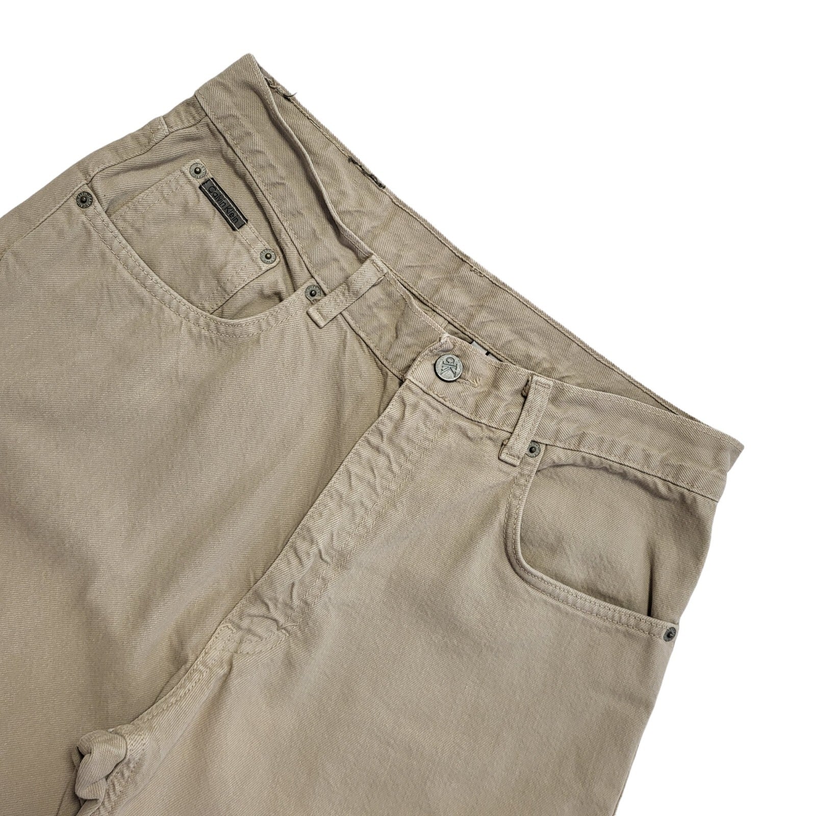 Calvin Klein Vintage 90's Beige Straight Denim Jeans Uk Men's Size M W32 L32