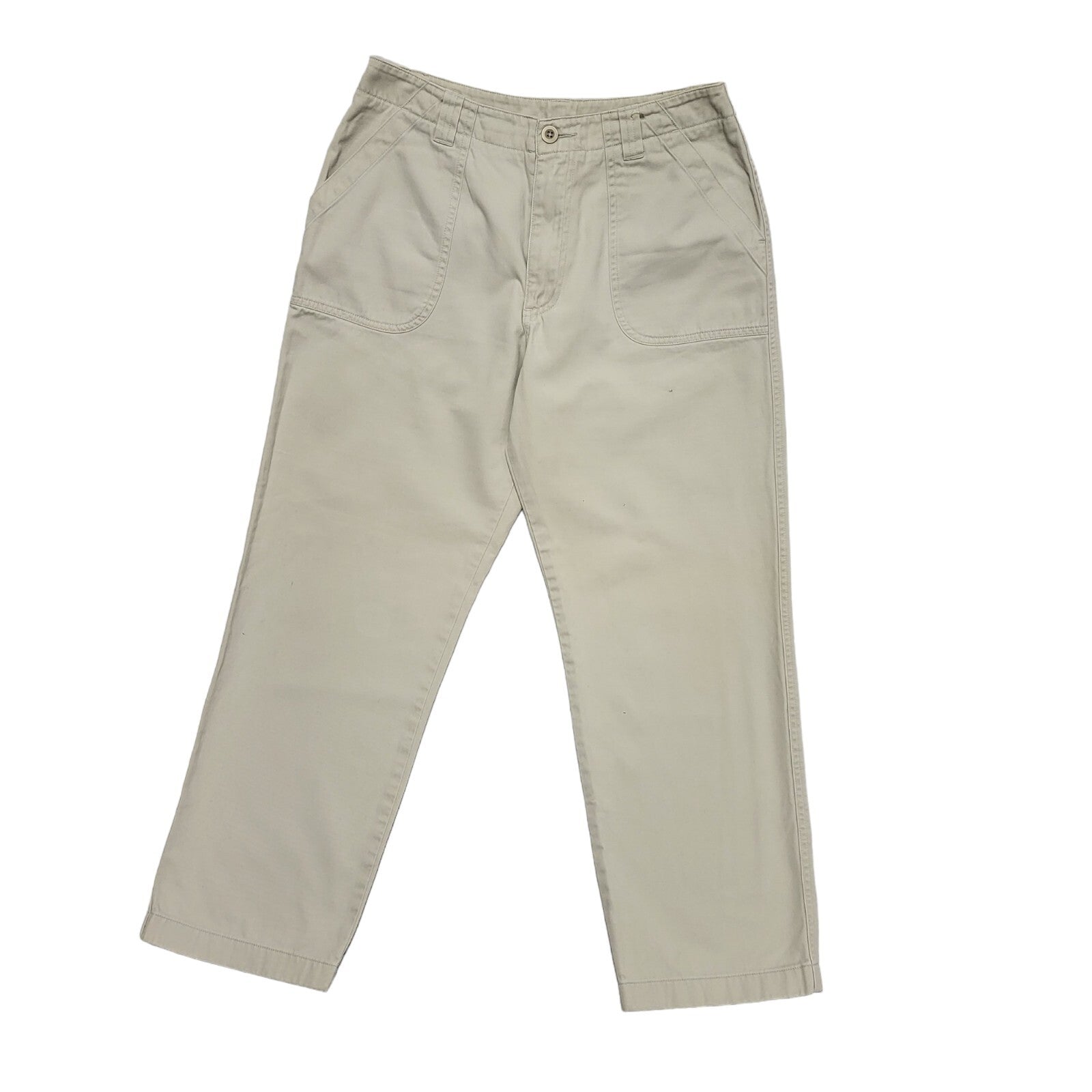 M&S Y2k Vintage Beige Straight Leg Casual Trousers Uk Women's 12 W30 L26