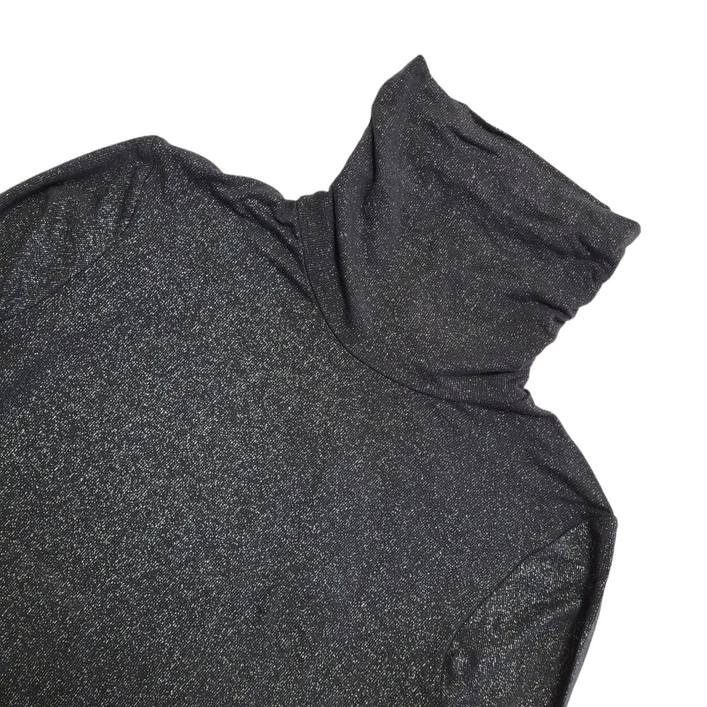 DKNY Vintage 90's Black & Silver Roll Neck Long Sleeve Top Womens UK Size 14