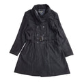 Guess Jeans Black Button Front Belted Coat 90s UK Women's Size XL