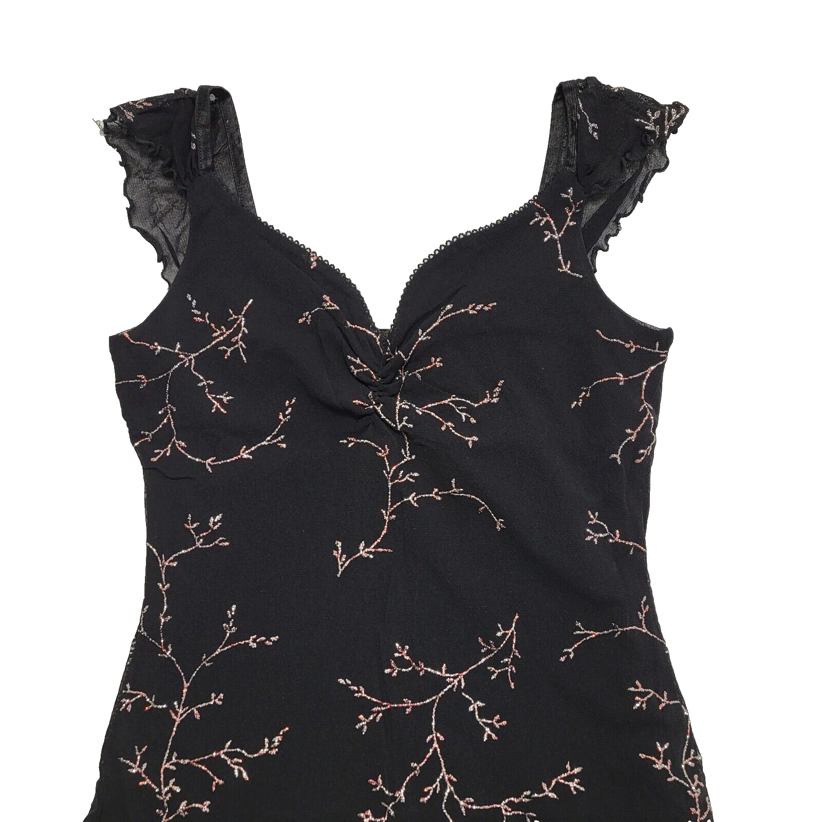 Pineapple Vintage 90s Black Glitter Knee Length Party Dress Womens UK Size M