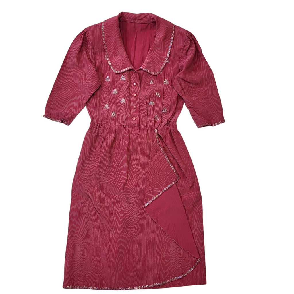 Vintage 80's Pink Collared Button Dress Womens UK M EU 38
