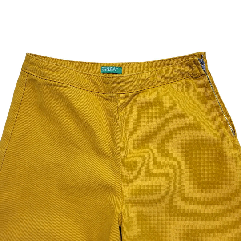 United Colors Of Benetton 80's Yellow Wide Leg Jeans Womens UK 6 W24 L33