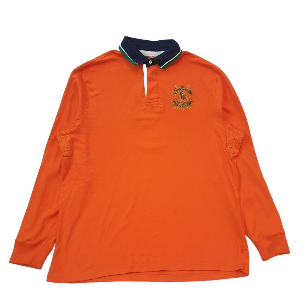 Polo Ralph Lauren Y2K Orange Long Sleeve Polo Top Shirt Men's Size XL
