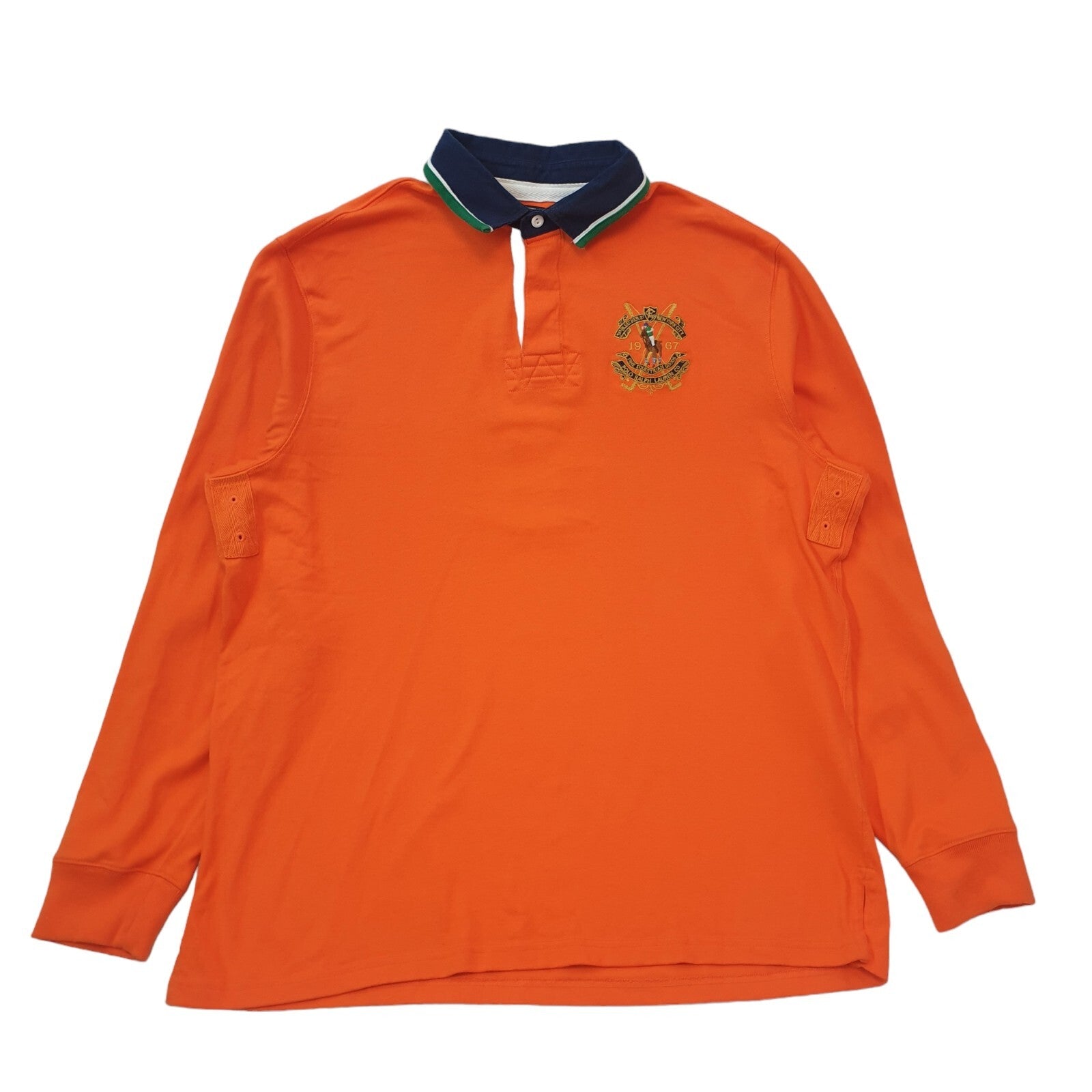 Polo Ralph Lauren Y2K Orange Long Sleeve Polo Top Shirt Men's Size XL