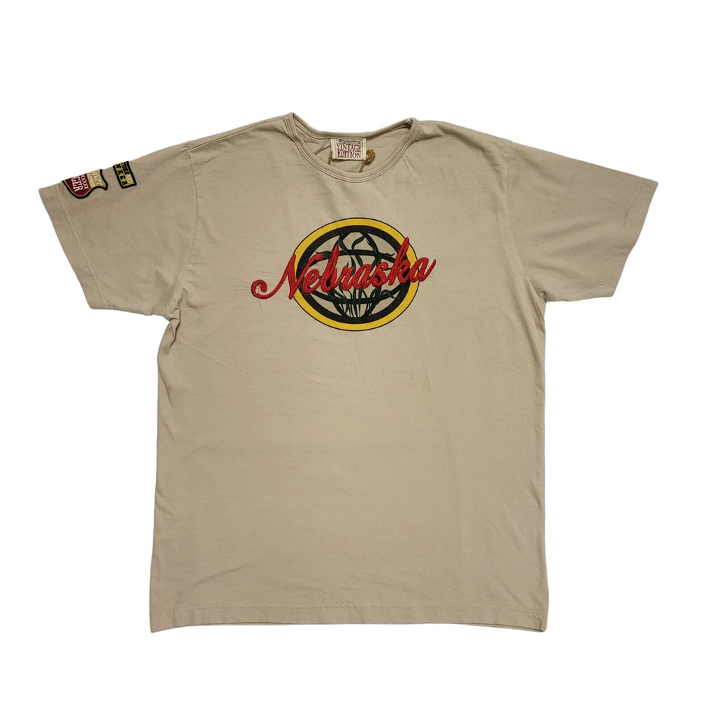 Vintage Edition Vintage 90's Beige Nebraska USA T-Shirt Uk Men's Size XL