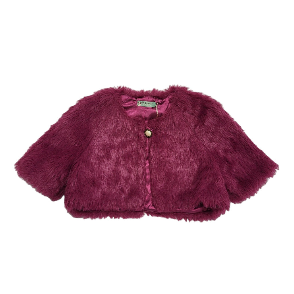 Mis Behave Pink 90s Vintage Button Faux Fur Jacket Uk Women's Size 10