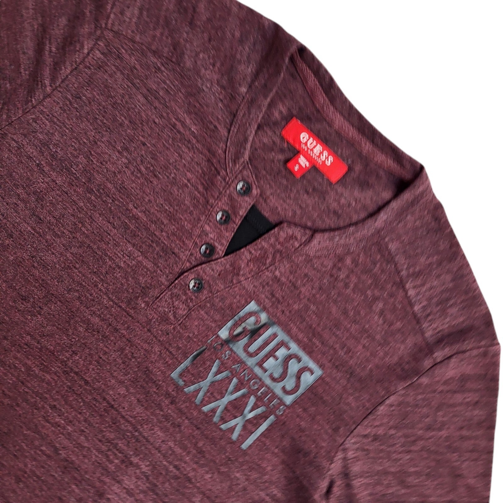 Guess Y2K Maroon Short Sleeve Slim Fit Polo T- Shirt Men's Size S