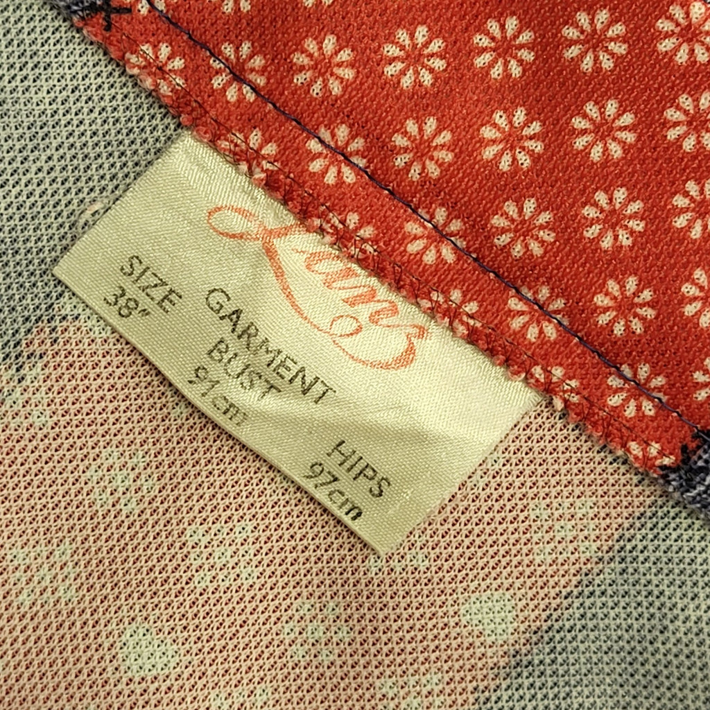 Lanz 70s Red & Blue Patchwork Button A-Line Knee Length Skirt Women's UK 8 W26