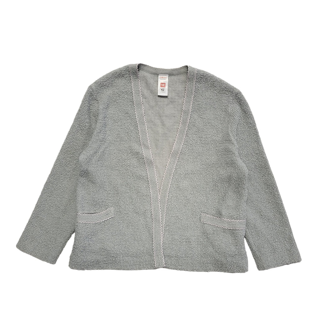 St Michael Grey 80s Vintage Open Front Cardigan Uk Women's Size 14