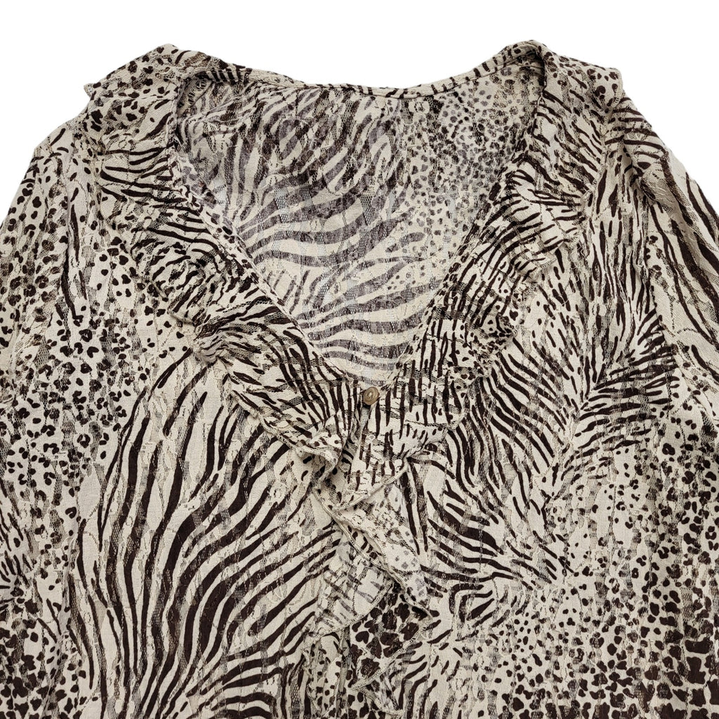 Berkertex Animal Print Button Up Blouse Womens UK 18
